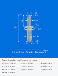 PP Reducing Straight Hose Connectors, 2.4 x 3.2 and 2.4 x 4.0 mm