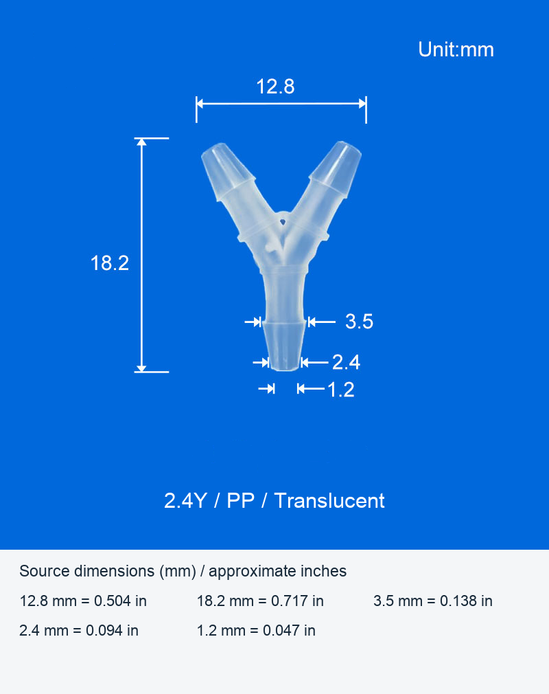 Translucent PP Y-Type Hose-Barb Connectors, 2.4Y, 12.7Y and 15.8Y original product view 1