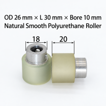 natural smooth polyurethane wire feeding roller, OD 26 mm, length 30 mm, bore 10 mm