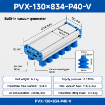 PVX-130x834-P40-V - English technical drawing and dimensions