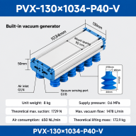 PVX Series Integrated Palletizing Vacuum Grippers, 130 mm Wide
