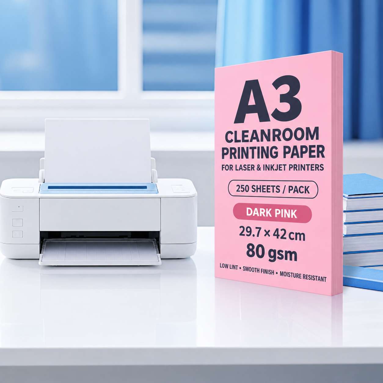A3 Dark Pink – 80 gsm – 250 Sheets, cleanroom printing paper