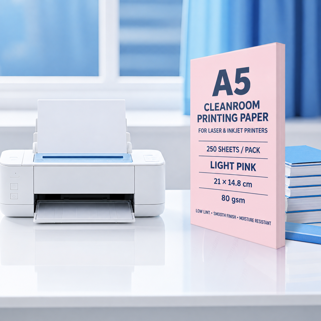 A5 Light Pink – 80 gsm – 250 Sheets, cleanroom printing paper