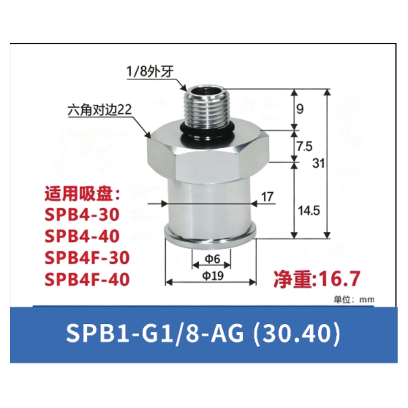 SPB1-G1/8-AG External Thread (30/40) | clean product image