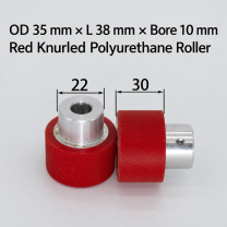 red knurled polyurethane wire feeding roller, OD 35 mm, length 38 mm, bore 10 mm