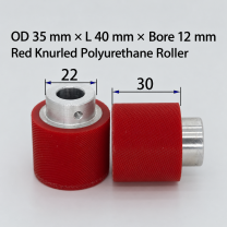 red knurled polyurethane wire feeding roller, OD 35 mm, length 40 mm, bore 12 mm