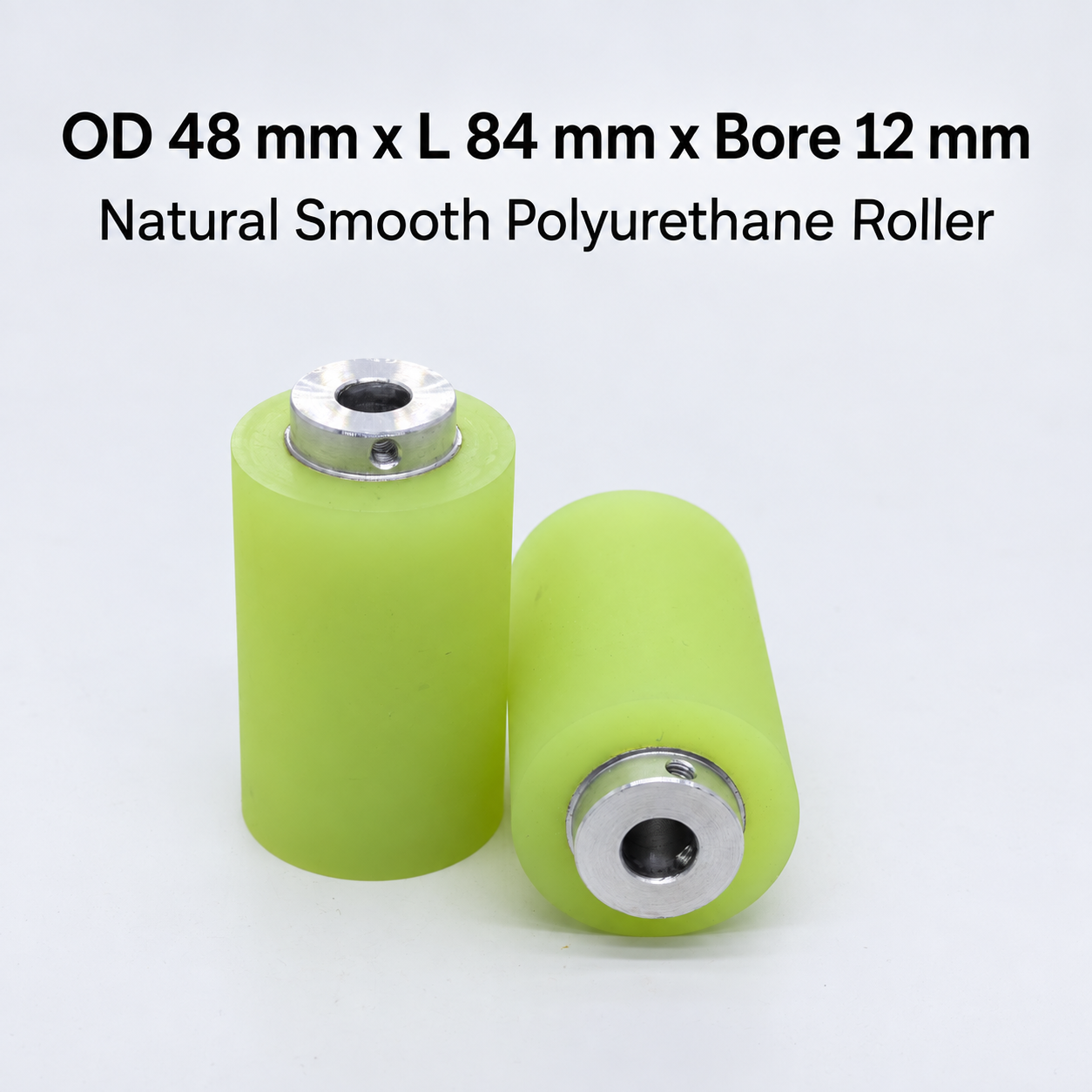 natural smooth polyurethane wire feeding roller, OD 48 mm, length 84 mm, bore 12 mm