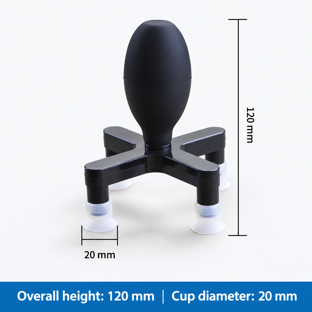 White-cup four-arm vacuum pickup tool, 20 mm cups and 120 mm height