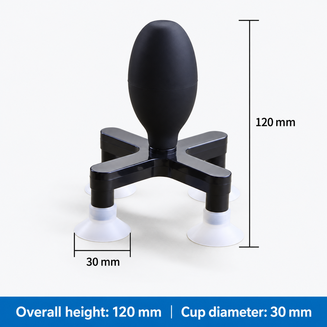White-cup four-arm vacuum pickup tool, 30 mm cups and 120 mm height