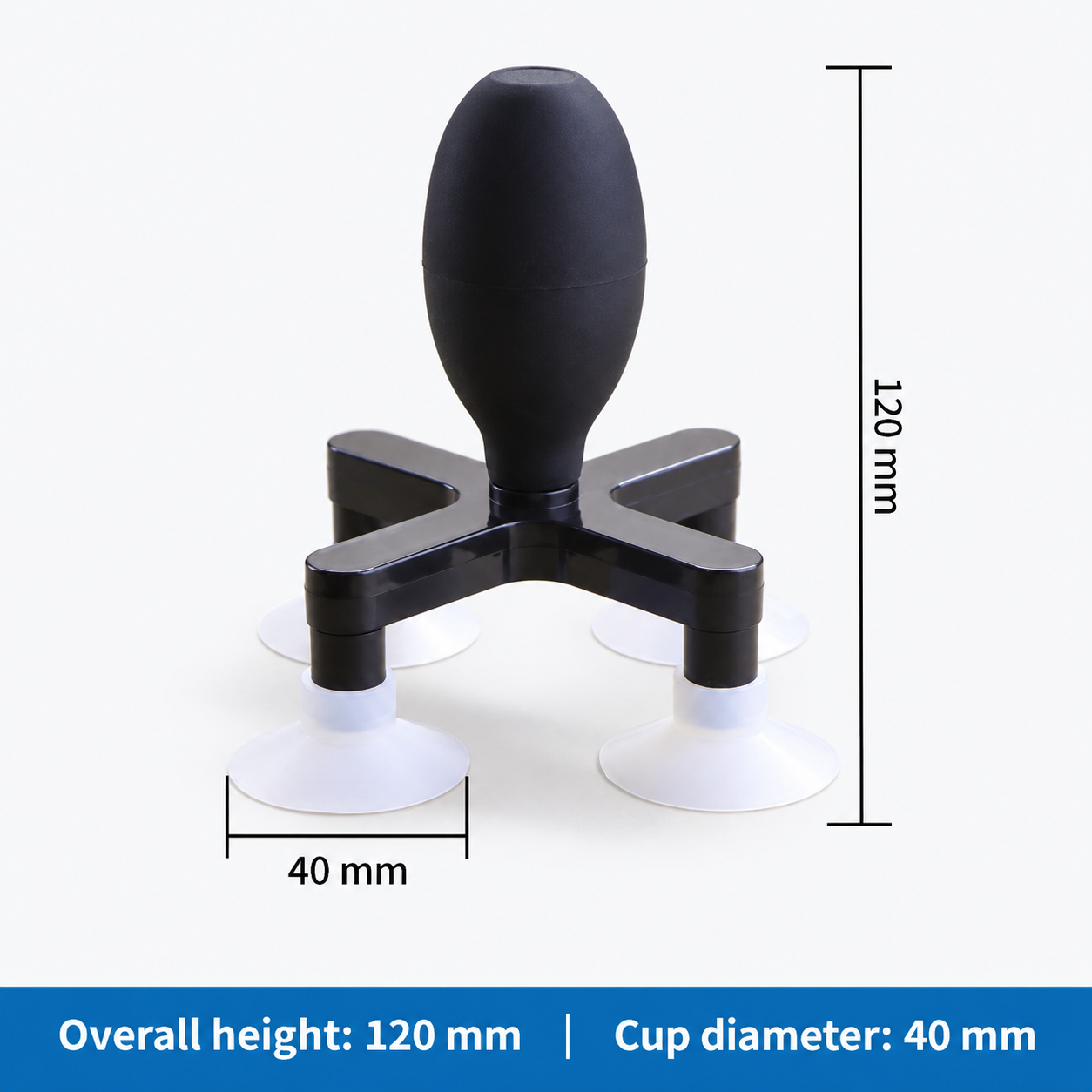 White-cup four-arm vacuum pickup tool, 40 mm cups and 120 mm height