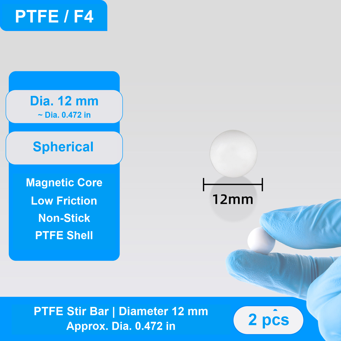 PTFE Magnetic Stir Bars - Cross, Cylindrical, H-Series, Eight-Tooth and Spherical, 2 Pieces