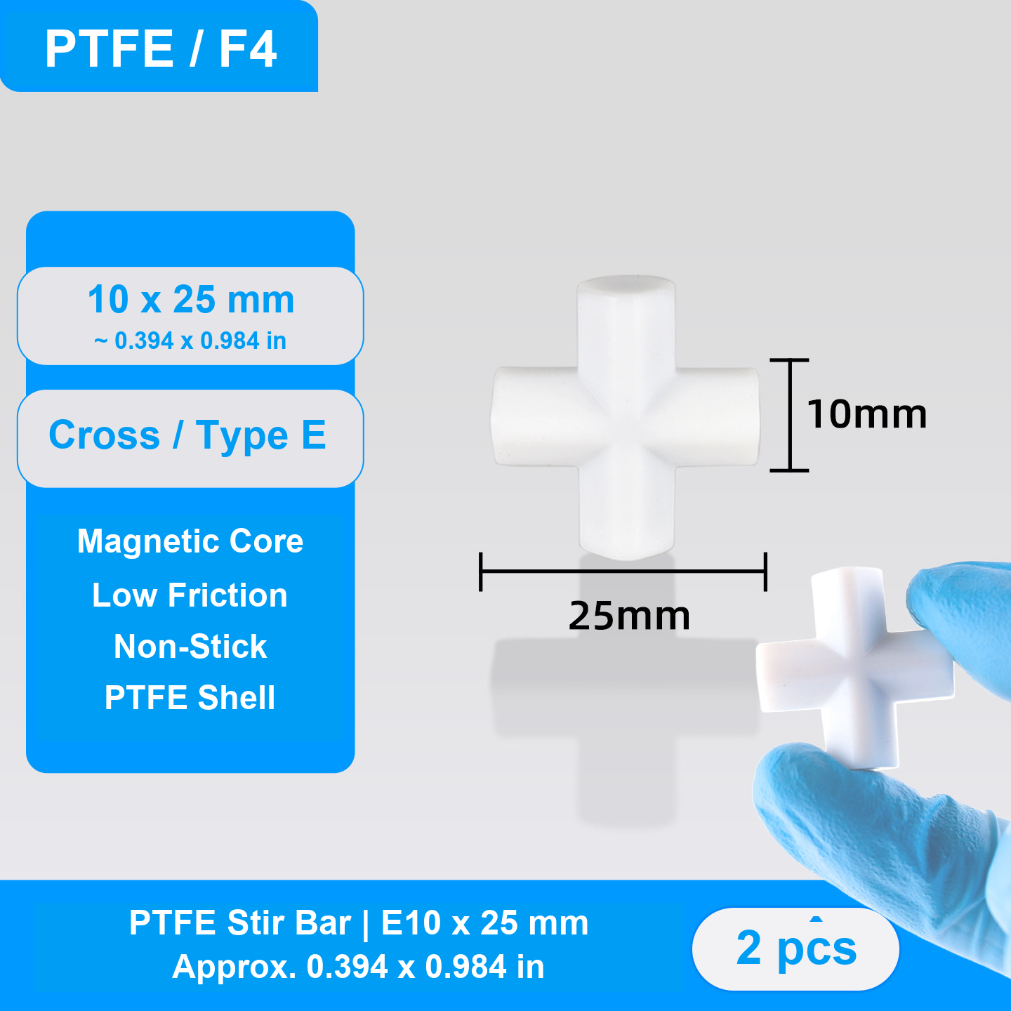 Cross E10 x 25 mm / approx. 0.394 x 0.984 in (2 pcs) original photograph with nominal millimeters and approximate inches