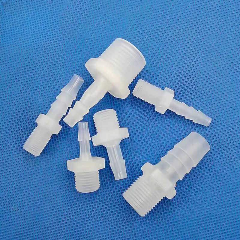 PP G1/2 Male-Thread to 6 mm Hose-Barb Straight Connectors, 10 Pieces dimensions in mm and inches