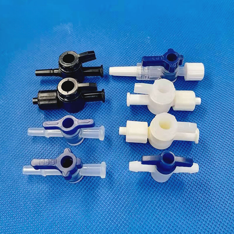 PP/PE Two-Way Luer-Style Valves and Separate Mounting Seat dimensions in mm and inches
