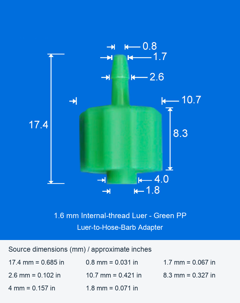 1.6 mm / Internal thread / Green