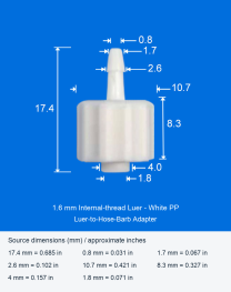 1.6 mm / Internal thread / White