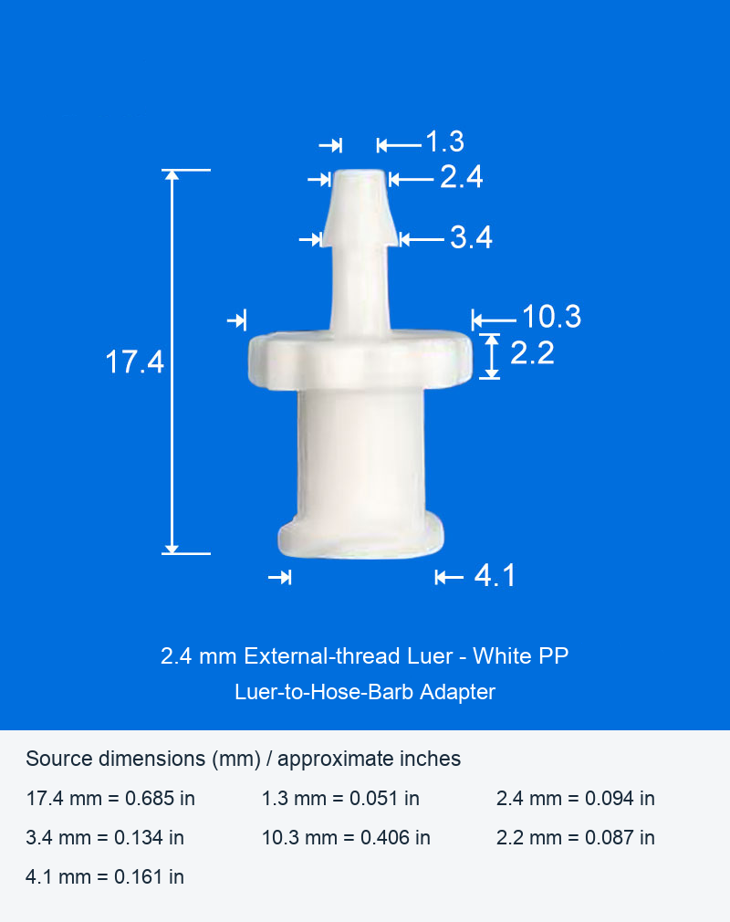 PP Luer-to-Hose-Barb Adapters, Individual Model Options, 1.6-6.4 mm original product view 11