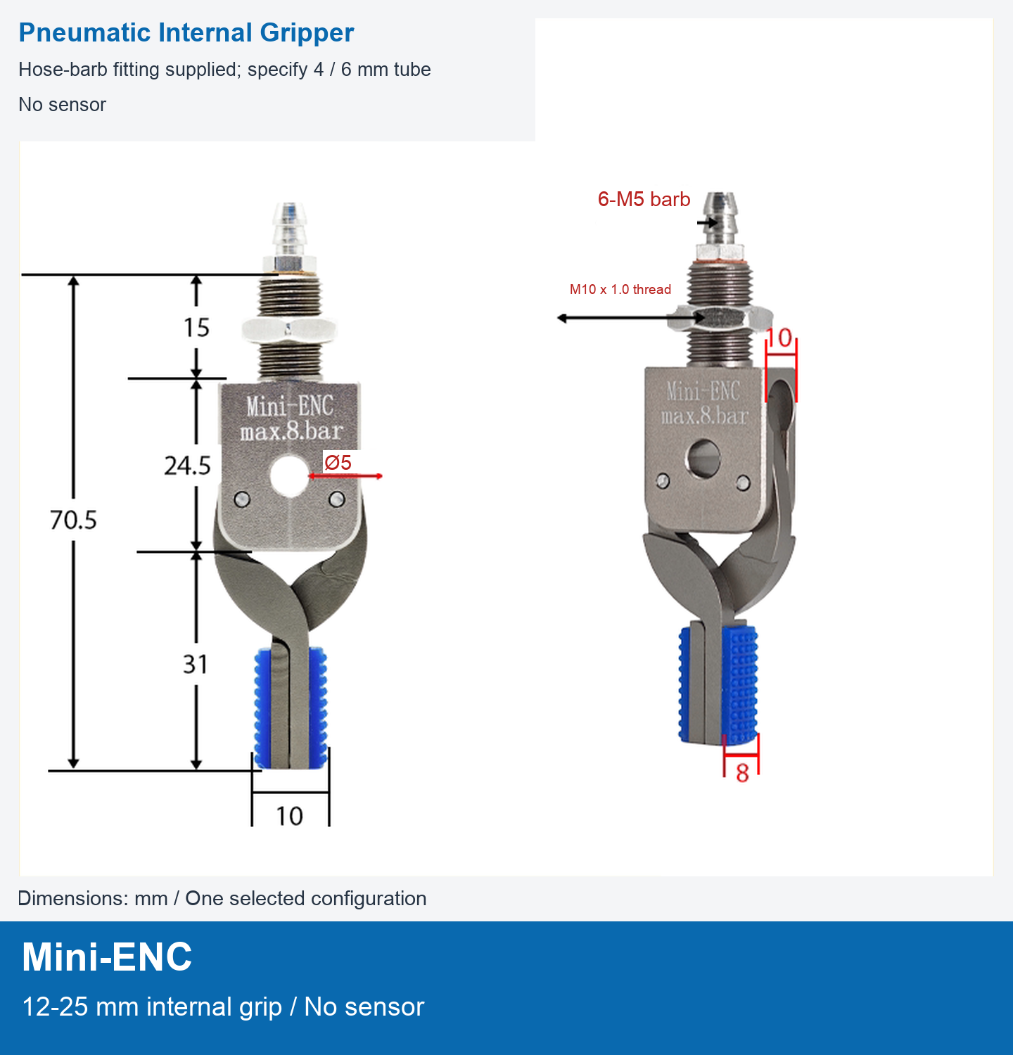 Mini-ENC / 12-25 mm internal grip / No sensor