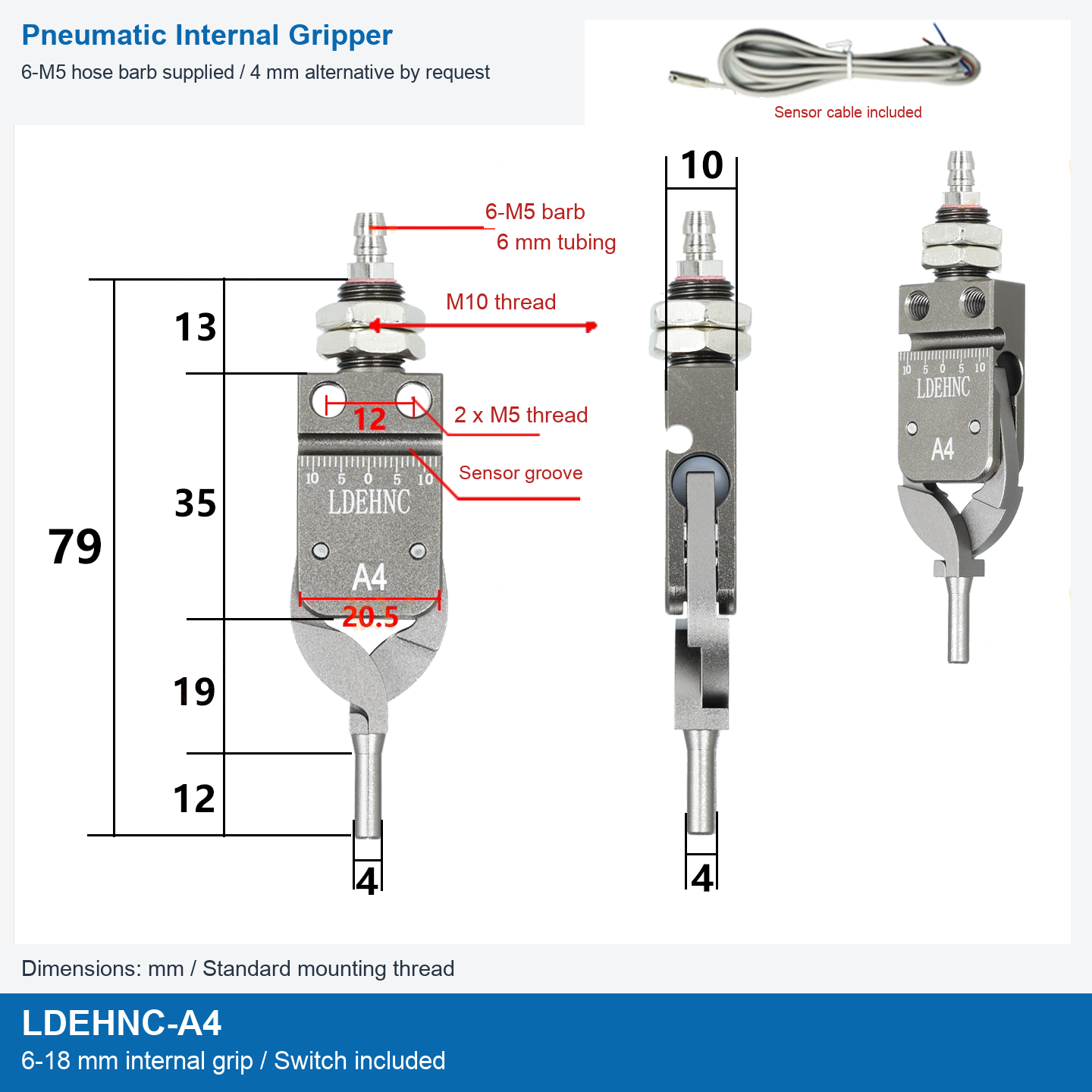 LDEHNC-A4 / 6-18 mm internal grip / Switch included