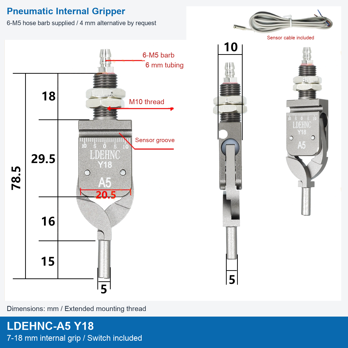 LDEHNC-A5 Y18 / 7-18 mm internal grip / Switch included