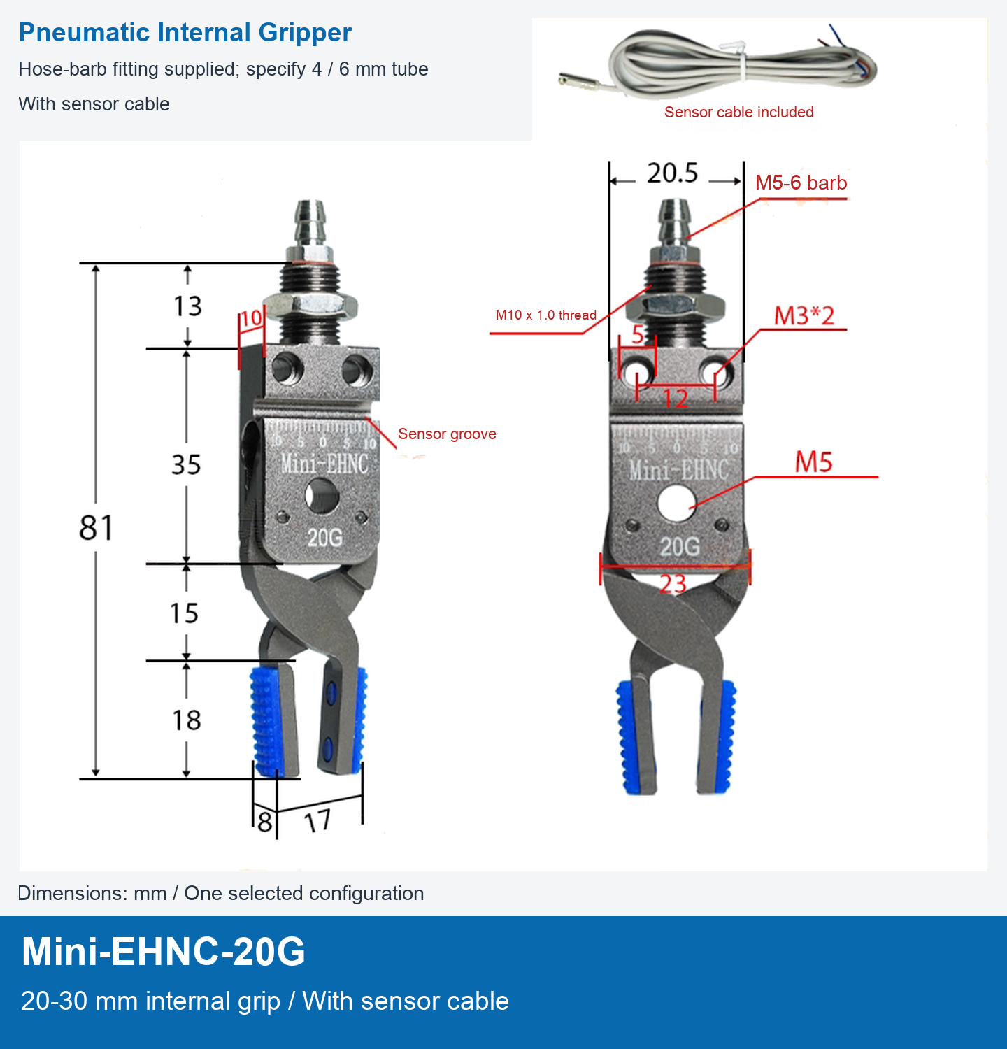 Mini-EHNC-20G / 20-30 mm internal grip / With sensor cable