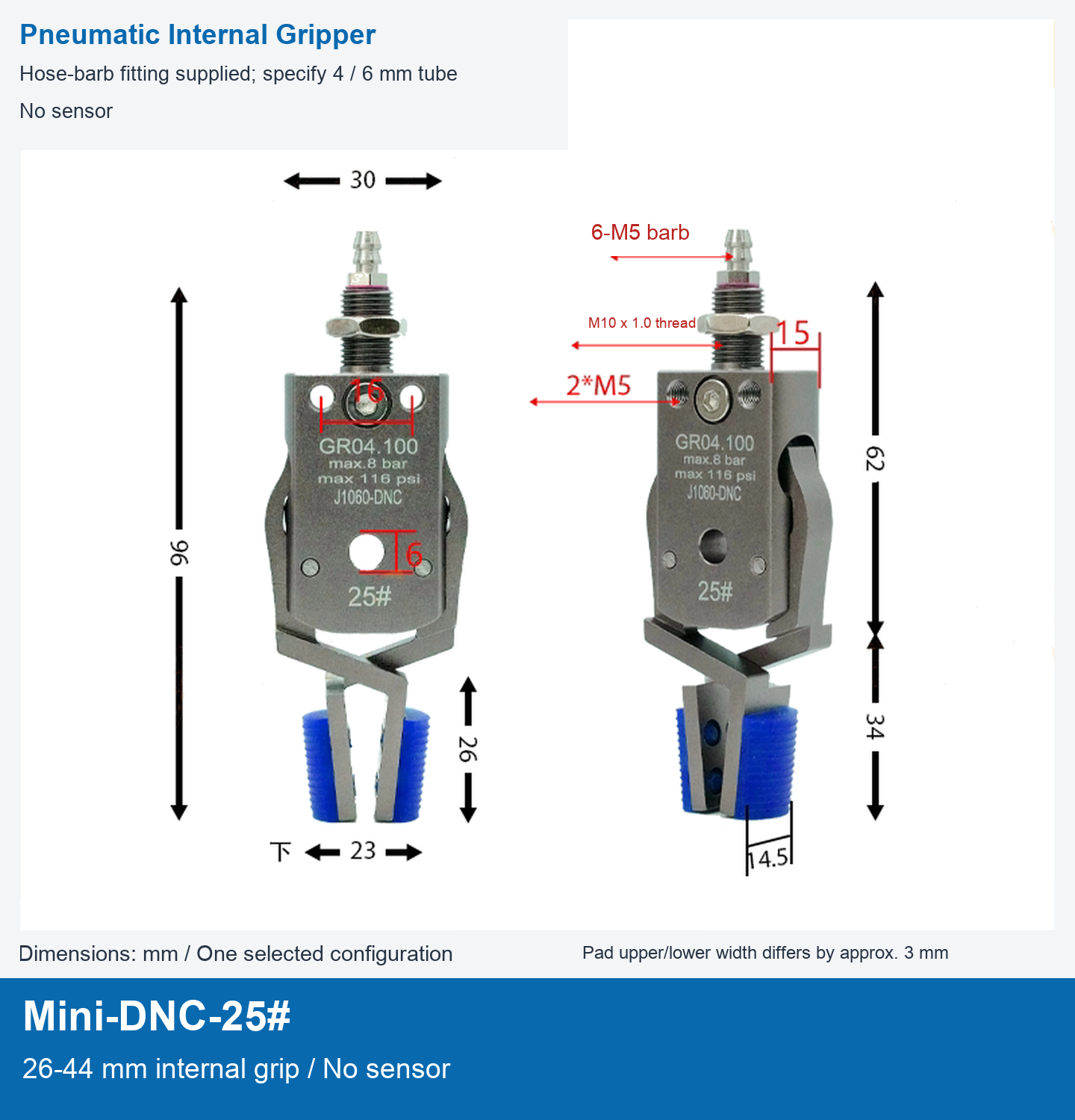Mini-DNC-25# / 26-44 mm internal grip / No sensor
