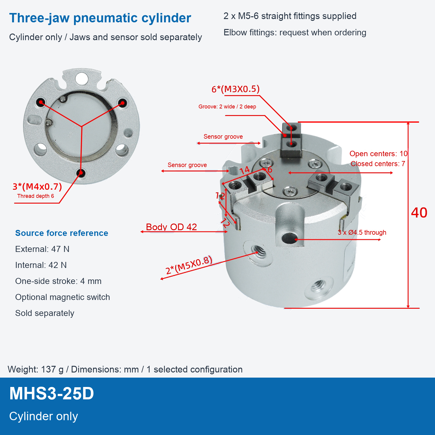 MHS3-25D / Cylinder only
