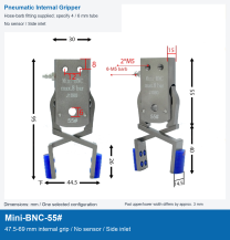 Mini-BNC-55# / 47.5-69 mm internal grip / No sensor / Side inlet