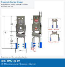 Mini-BNC-35-80 / 36-80 mm internal grip / No sensor / Side inlet