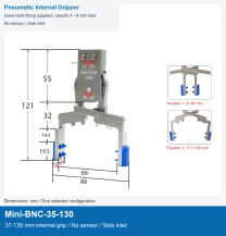 Mini-BNC-35-130 / 37-130 mm internal grip / No sensor / Side inlet