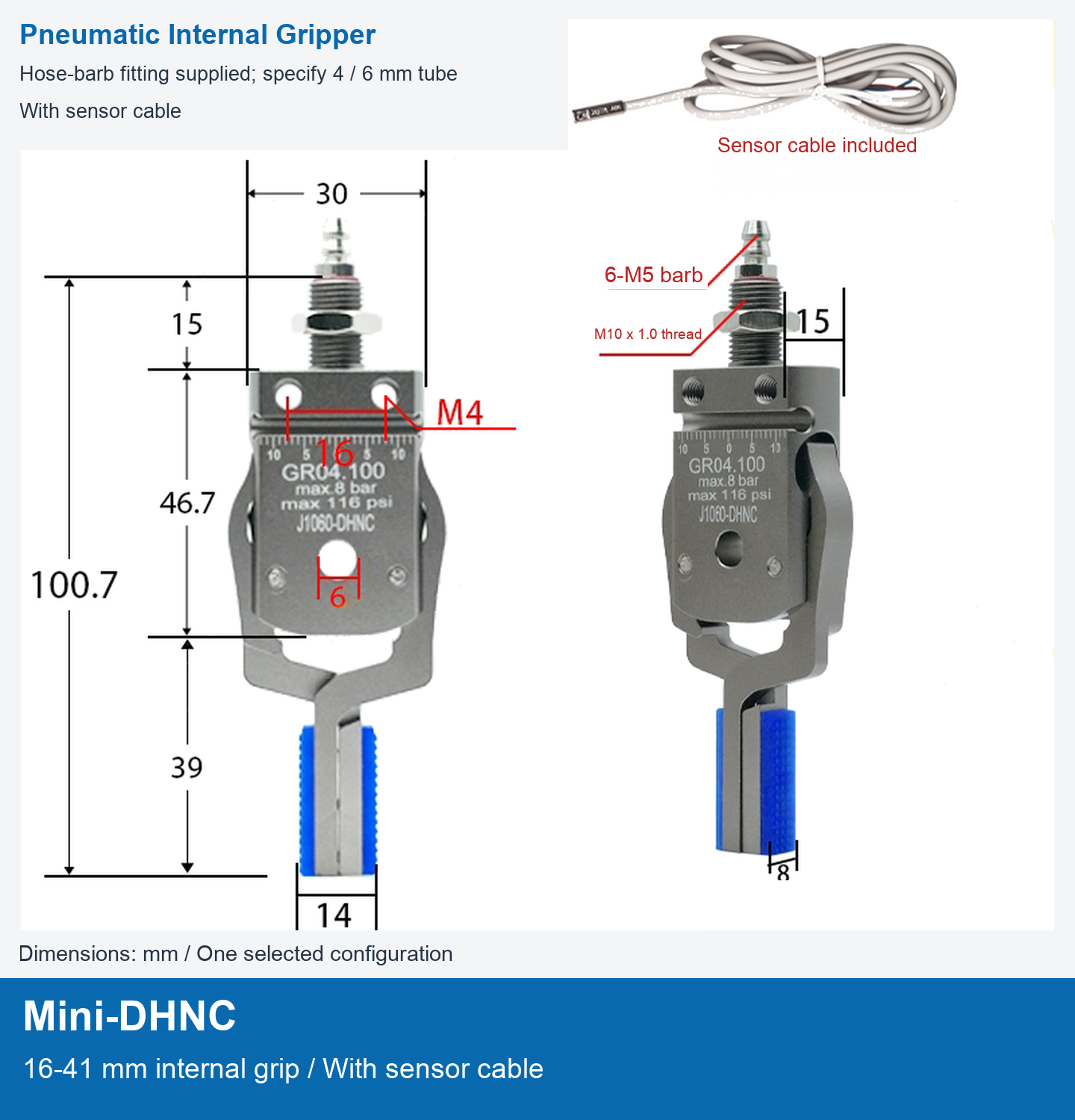 Mini-DHNC / 16-41 mm internal grip / With sensor cable