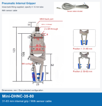 Mini-DHNC-35-80 / 31-83 mm internal grip / With sensor cable