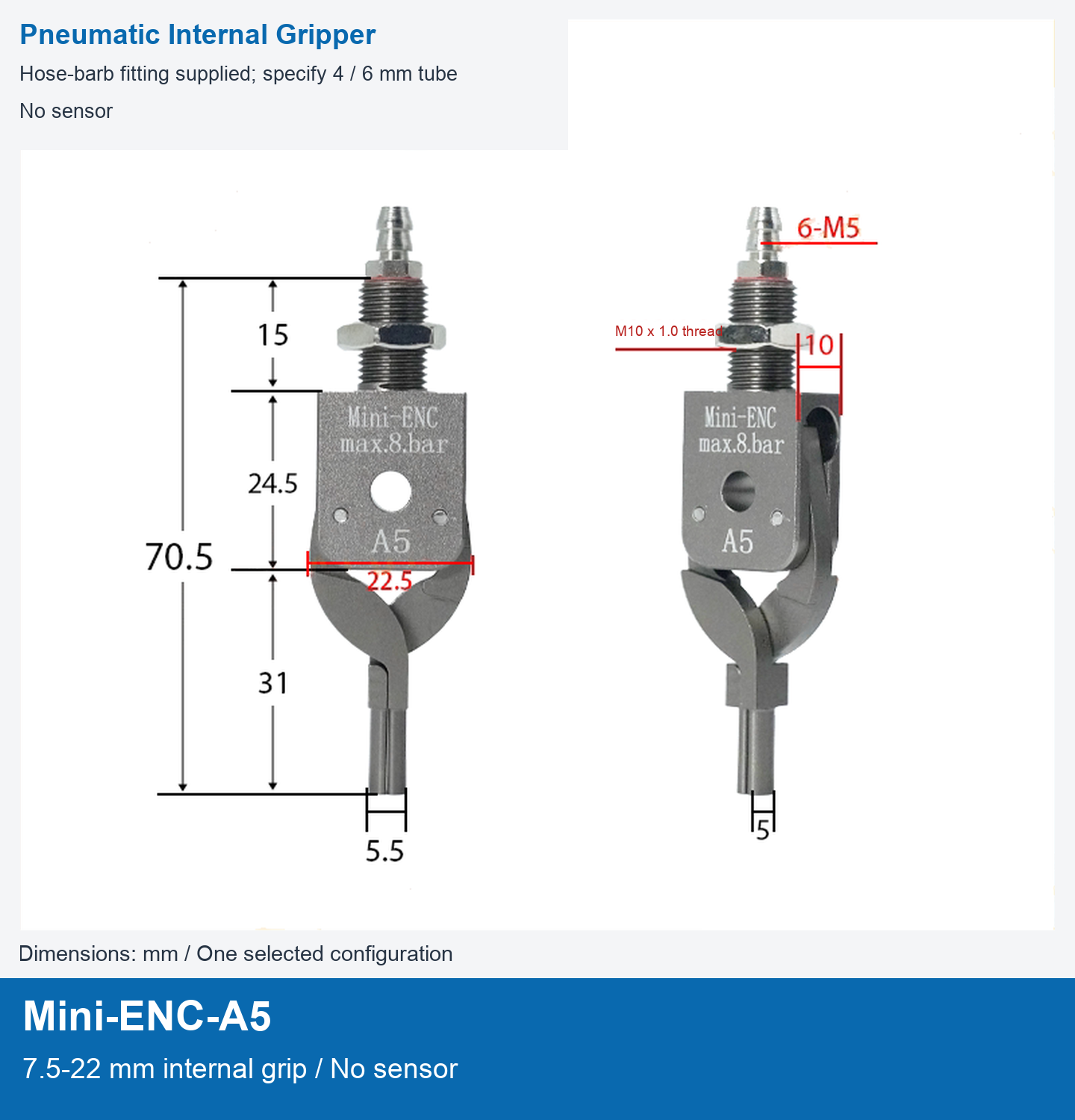 Mini-ENC-A5 / 7.5-22 mm internal grip / No sensor