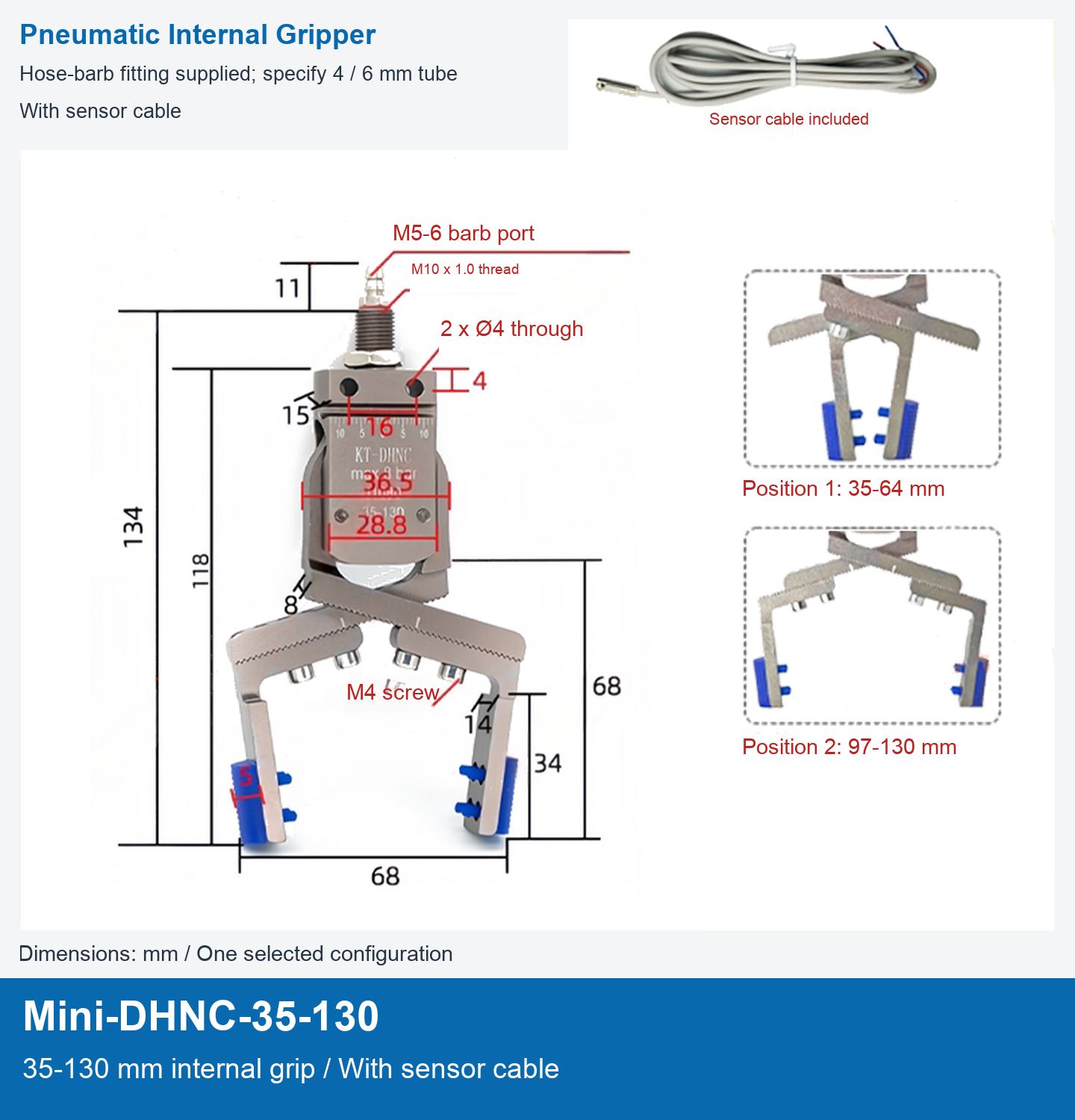 Mini-DHNC-35-130 / 35-130 mm internal grip / With sensor cable
