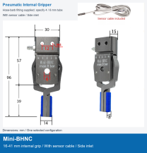 Mini-BHNC / 16-41 mm internal grip / With sensor cable / Side inlet