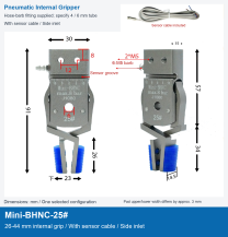 Mini-BHNC-25# / 26-44 mm internal grip / With sensor cable / Side inlet