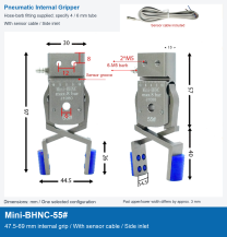 Mini-BHNC-55# / 47.5-69 mm internal grip / With sensor cable / Side inlet