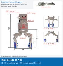 Mini-BHNC-35-130 / 35-130 mm internal grip / With sensor cable / Side inlet