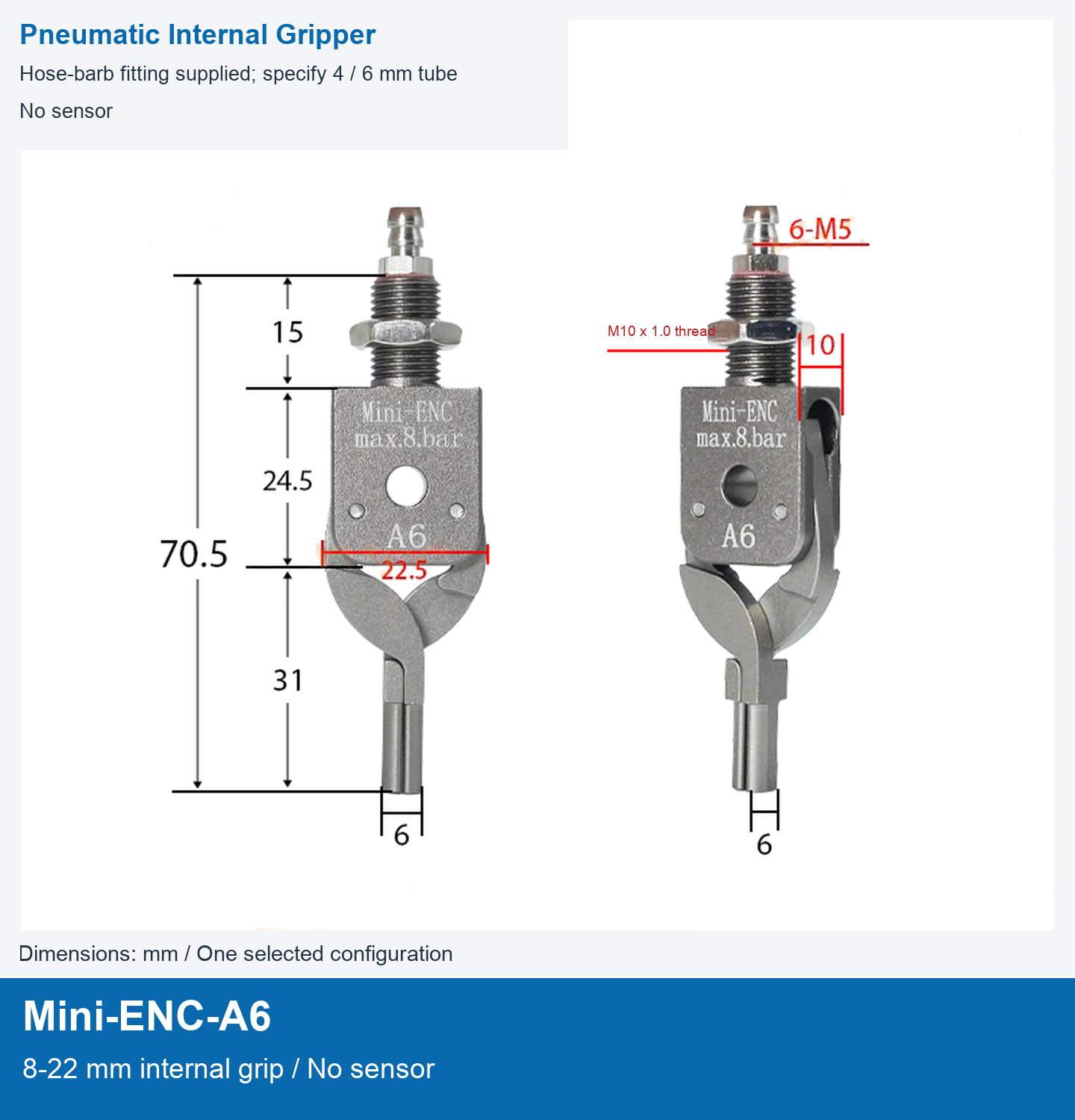 Mini-ENC-A6 / 8-22 mm internal grip / No sensor