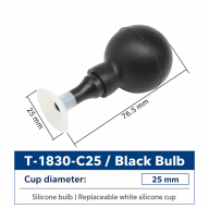 T-1830 Manual Silicone Vacuum Pickup Bulbs, Black & White, 18–30 mm