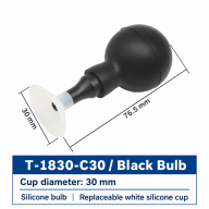 T-1830 Manual Silicone Vacuum Pickup Bulbs, Black & White, 18–30 mm