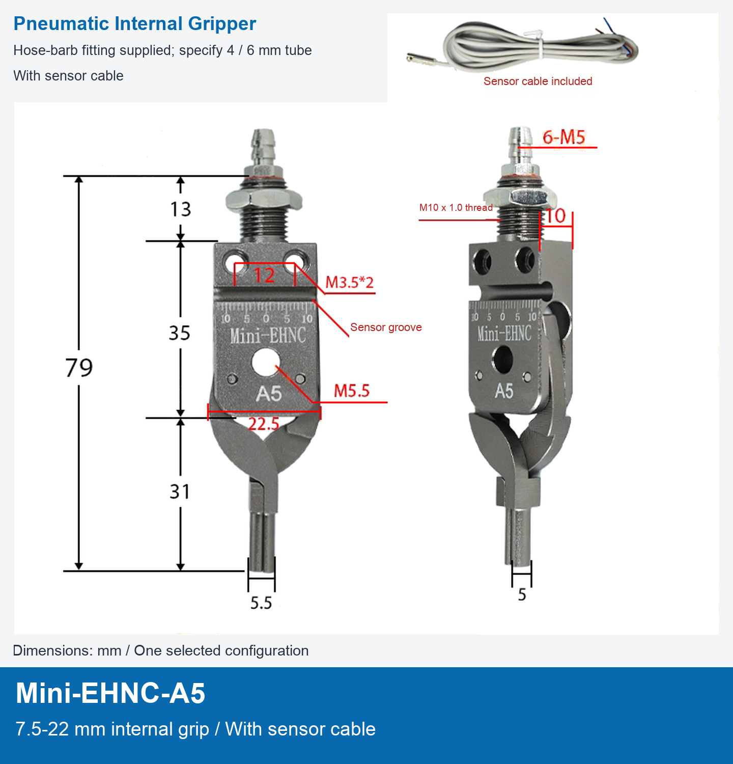Mini-EHNC-A5 / 7.5-22 mm internal grip / With sensor cable