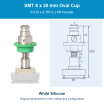 SMT 8 x 20 mm (0.315 x 0.787 in) - White Silicone - M5 Female original photograph and dimensions