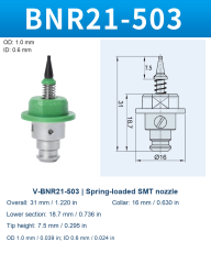 BNR21-500–508 Wide Spring-Loaded SMT Pickup Nozzles