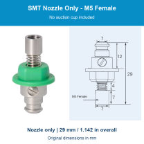 SMT Nozzle Only - M5 Female original photograph and dimensions