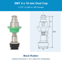 SMT 4 x 10 mm (0.157 x 0.394 in) - Black Rubber - M5 Female original photograph and dimensions