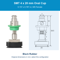 SMT 4 x 20 mm (0.157 x 0.787 in) - Black Rubber - M5 Female original photograph and dimensions