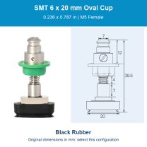 SMT 6 x 20 mm (0.236 x 0.787 in) - Black Rubber - M5 Female original photograph and dimensions
