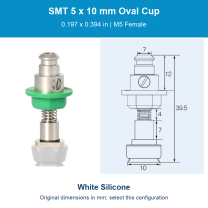 SMT 5 x 10 mm (0.197 x 0.394 in) - White Silicone - M5 Female original photograph and dimensions