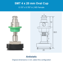 SMT 4 x 20 mm (0.157 x 0.787 in) - Antistatic - M5 Female original photograph and dimensions